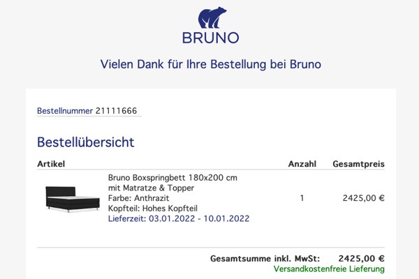 Bruno Boxspringbett Bestellung